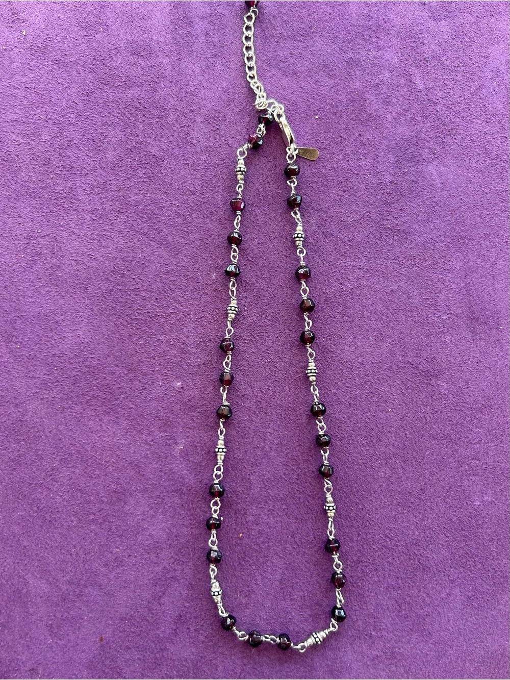 Silpada Silver Beaded Garnet-Red Necklace